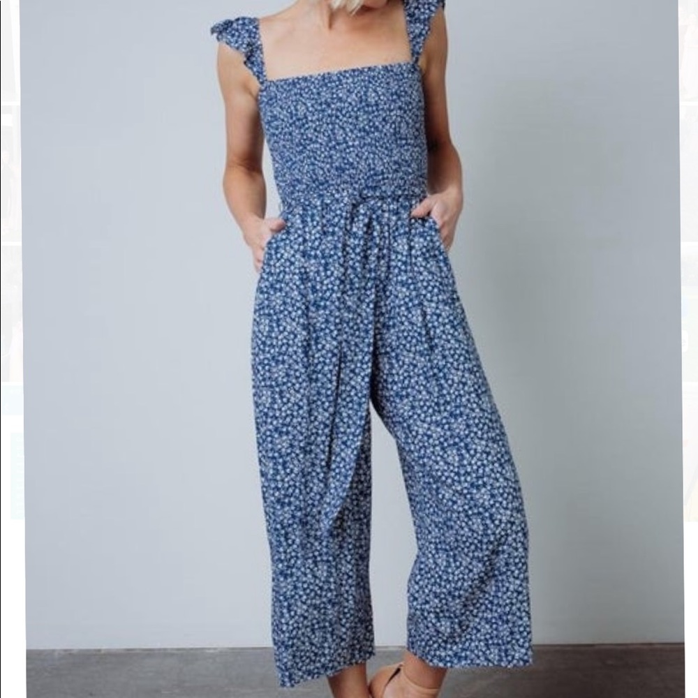 Baltic born Hadley smocked navy jumpsuit
